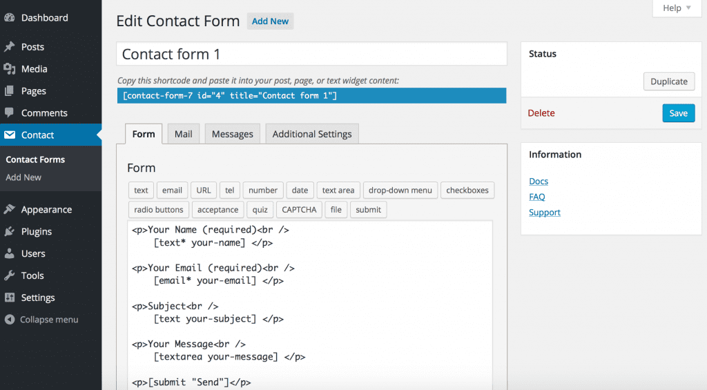 contact form 7 plug-in